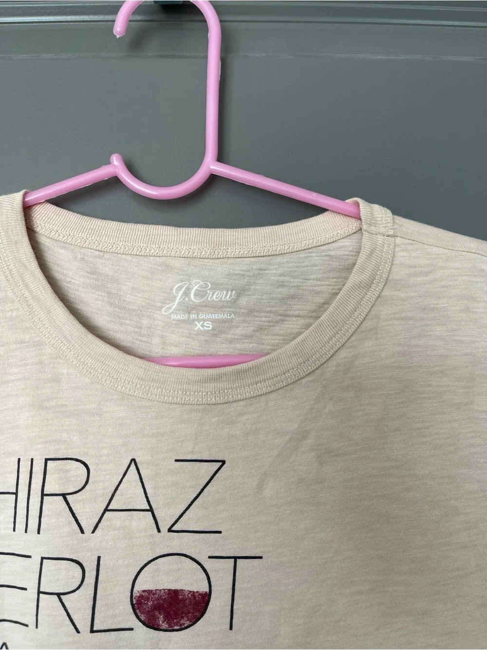 J. Crew collector Cream Short Sleeve Tee with Wine-Print